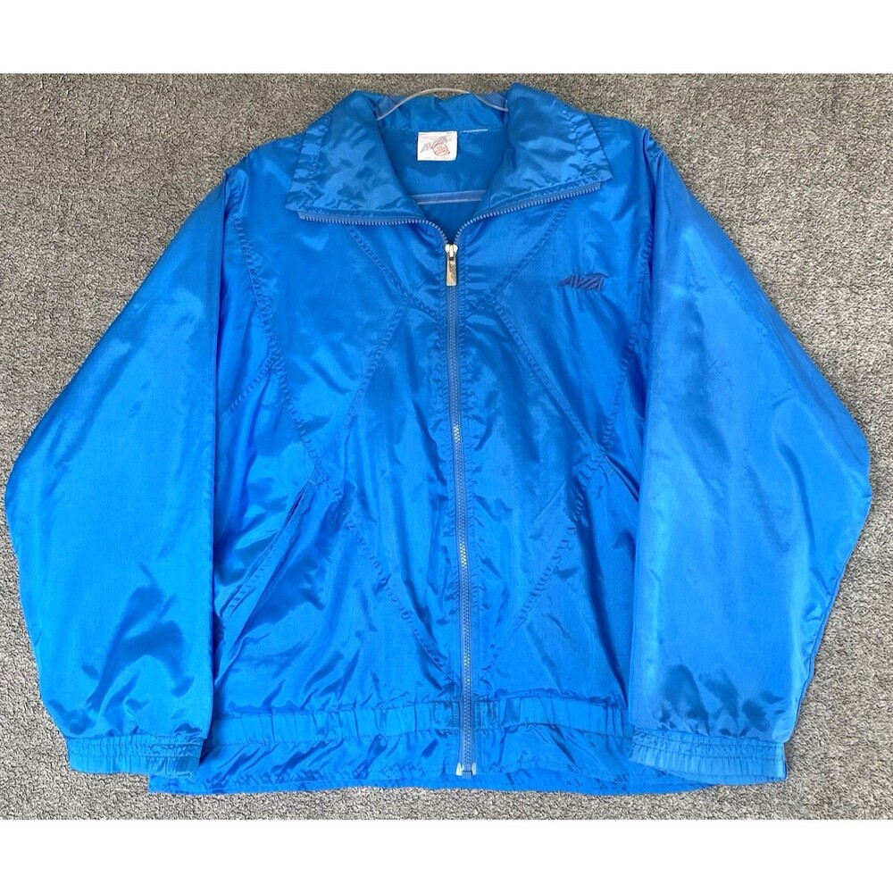 Vtg Avia Men's Windbreaker Jacket Blue Nylon Lined Full Zip Up 90's Size Large